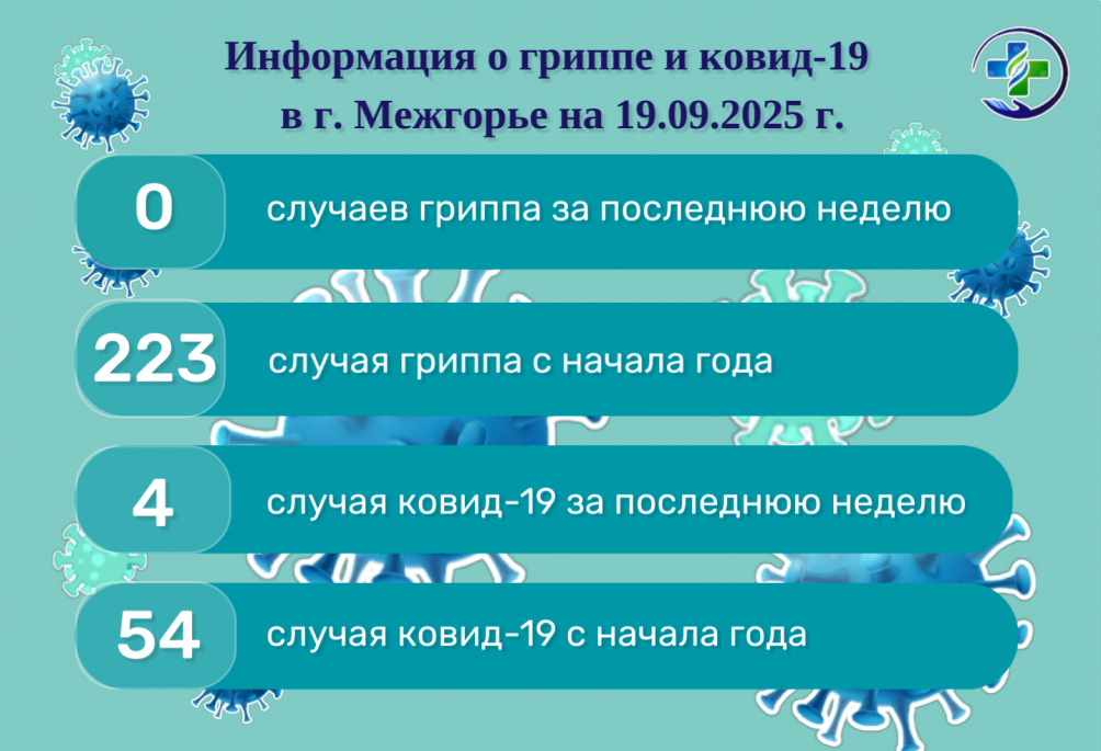 Информация о гриппе и ковид-19 в г. Межгорье на 19.09.2025 г