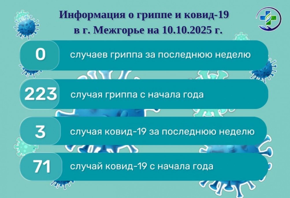 Информация о гриппе и ковид-19 в г. Межгорье на 10.10.2025 г.